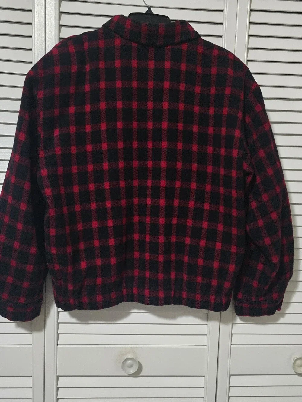 Vintage Women's Wool Doncaster Sport Red Black Buffalo Plaid Zip-Up Jacket 14